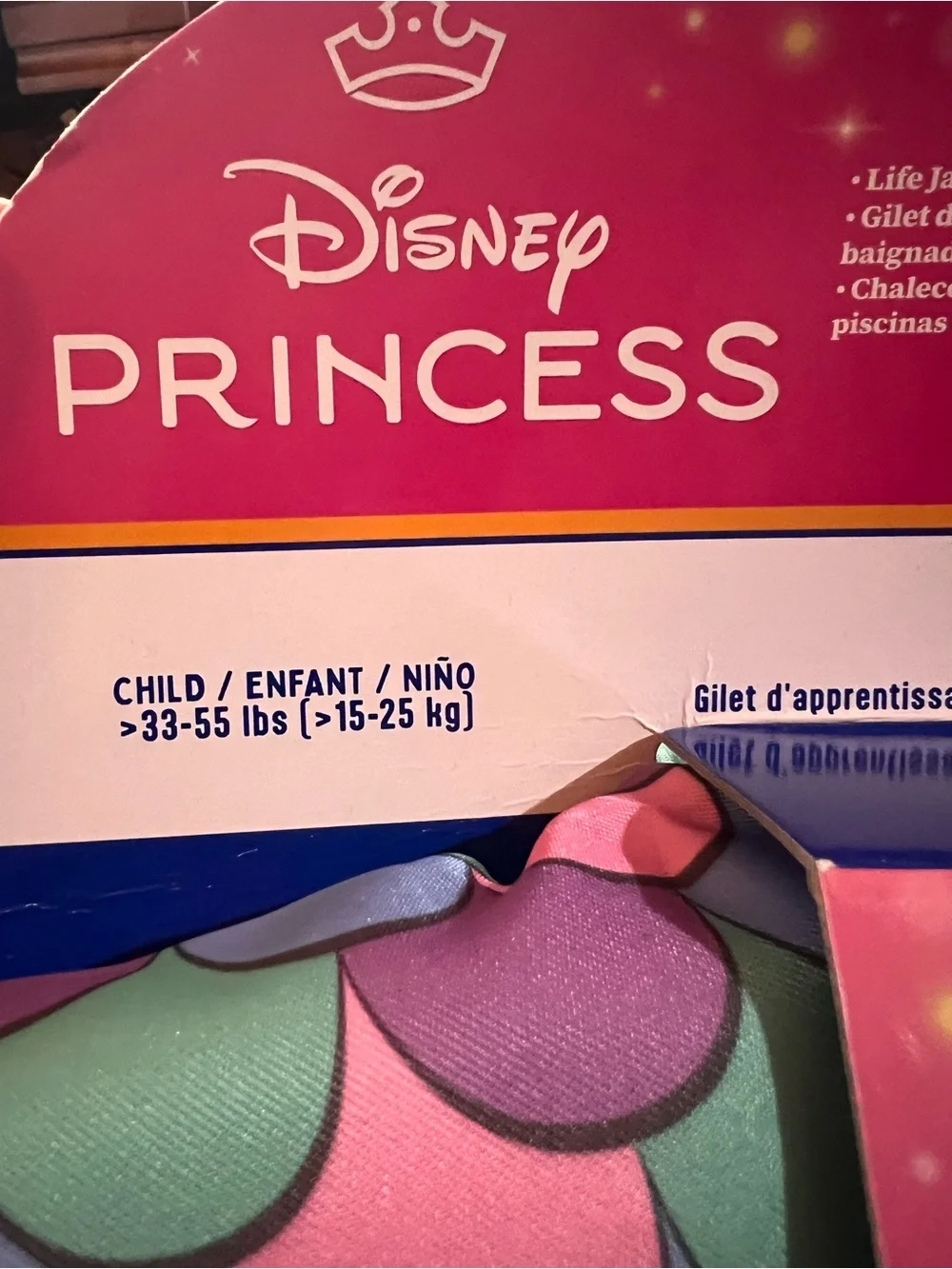 Disney Princess Ariel Kids Swim Trainer Life Jacket - Pink & Blue